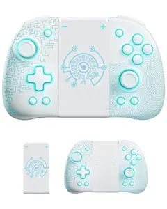 FUNLAB Illuminated Switch Controller Switch/OLED Compatible Ergonomic Handheld Mode with 7 LED Colors, White Battery Kit for Joystick Controllers