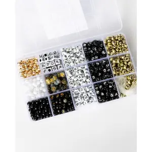 Number Astrology Zodiac Symbol Metallic Gold and Black Letter Bead Kit Box