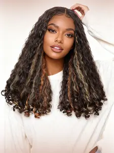 Long Kinky Curly V Part Wigs for Women, Synthetic Wavy Curly Hair Wigs Gorgeous Fluffy Natural Looking Wig without Bangs, Perfect for Beginners Daily Wear &Party Use.