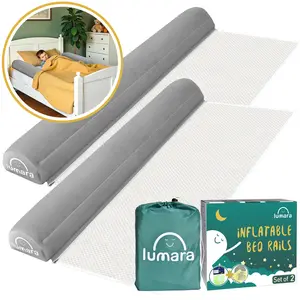LUMARA Inflatable Bed Rail for Toddlers 2 Pack - Portable Travel Bed Bumpers for Kids Fits Twin Full Queen King Size Beds - Non-Slip Safety Guard Rails