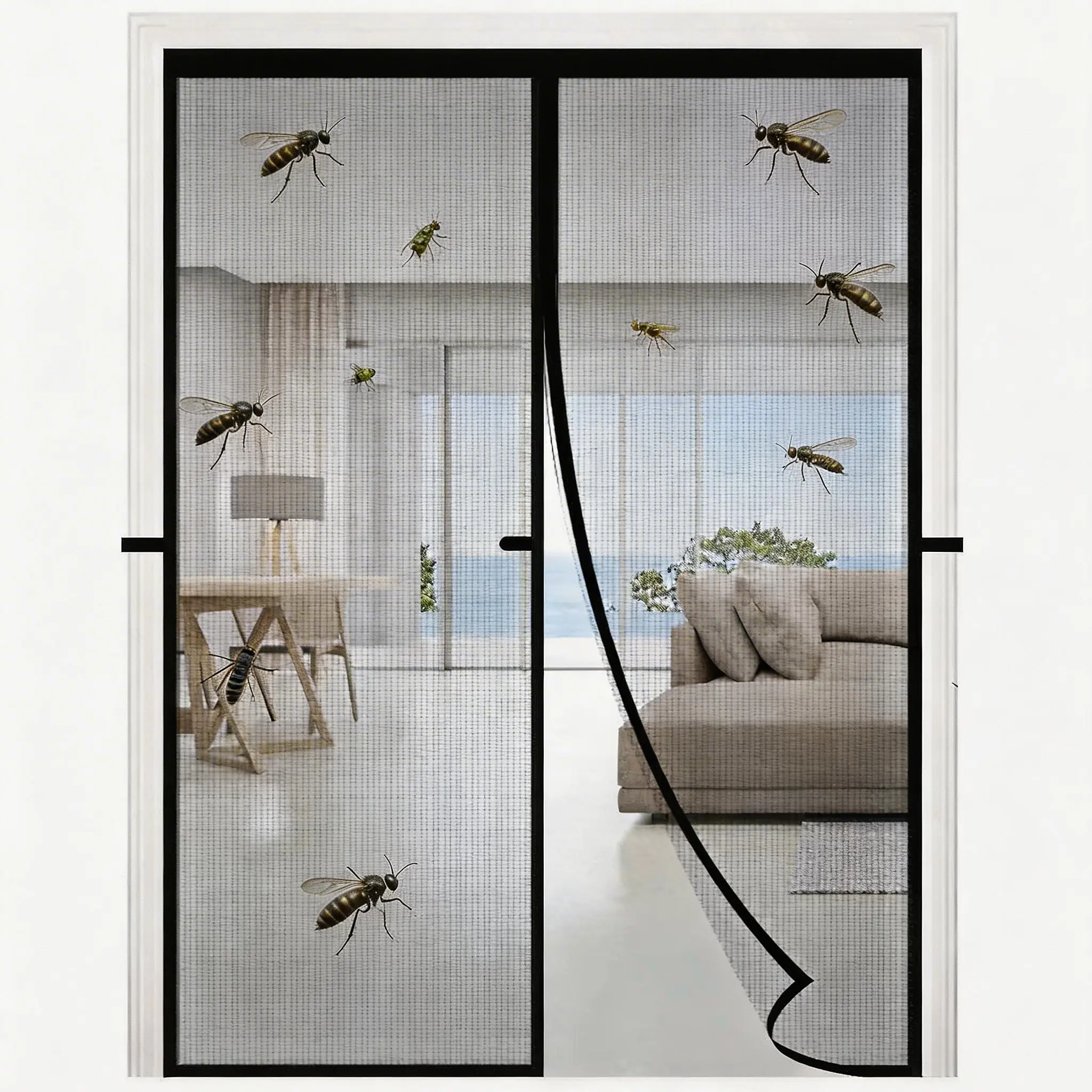 Breathable Magnetic Mosquito Screen Curtain, Bug Proof Automatic Opening and Closing Bug Free Option, Pet-Friendly, Easy Installation for Most Standard-Size Doors, Automatic Opening And Closing Screen Doors