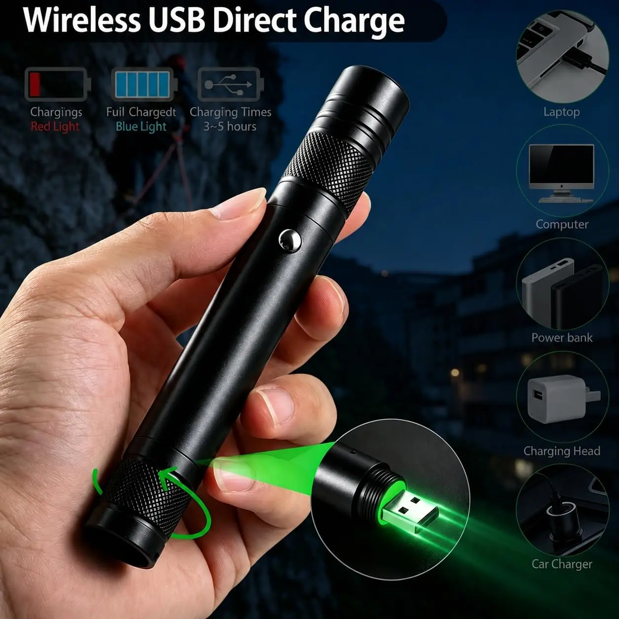 [Professional]Rechargeable Green Light Laser Cat Toy for Dogs & Cats/ Line Light Flashlight Long Distance Range for TV/LED/LCD Screens  Flashlights Presentation, Laser Pointer Cat Toy，Office / Outdoors / Astronomic / Construction