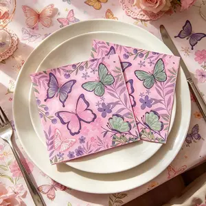 20pcs Butterfly Theme Party Napkins, Watercolor Design, Ideal for Weddings, Birthdays, Afternoon Tea, Spring Picnics