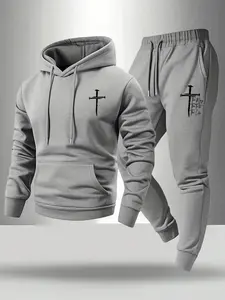 Men's Streetwear Hoodie & Pants Set, Fashionable Casual for Hip Hop Dance Fitness Outdoor School Hiphop Rapper Style