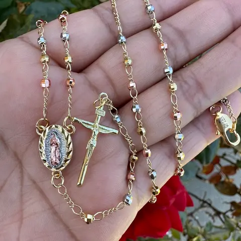 Rosary Necklace 20” Necklace Prayer Tricolor