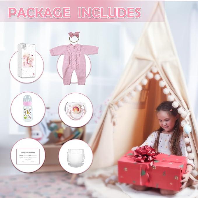 [WOOROY] Reborn Baby Doll New Released - Excellent Gift for Birthday Christmas Gift and New Year, 18 In Realistic Sleeping Newborn Girl Doll, Lifelike Doll with Weighted Soft Cloth Body, Handmade Gift Toy with Accessories Gift Toys for Kids 3+