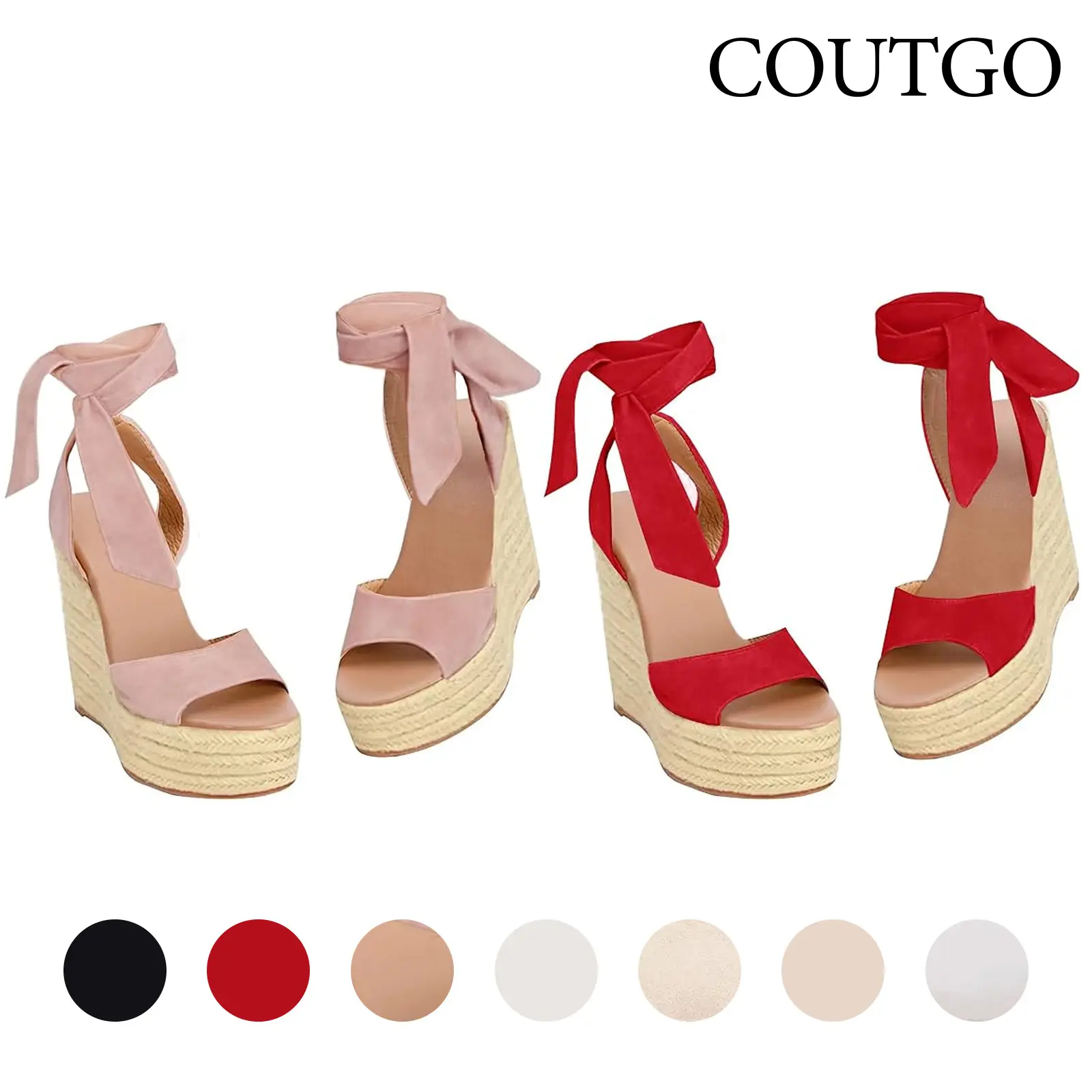 Womens Espadrilles Wedges Sandals Heels Open Toe Tie Lace Up Platform Ankle Strap Summer Dress Shoes Footwear Elegant