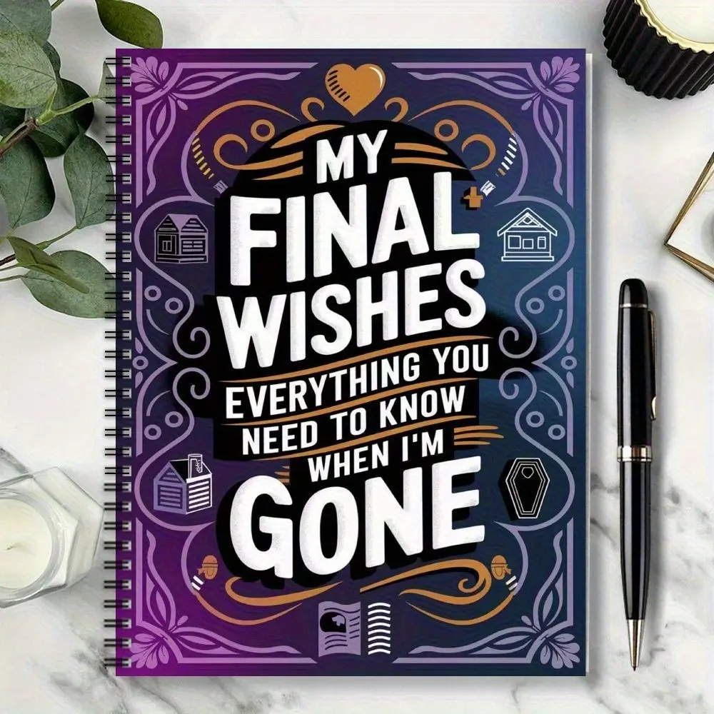 Vintage End-of-Life Wishes Book | All-in-One Journal, Spiral Bound Planner, Type A Planners for Life Planning, Organise Final Wishes & Important Info, Office Organizer, Planner Notebook