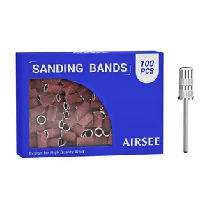 Sanding Bands for Electric Nail Drill 100 Piece Set 180 Grit Medium Acrylic File Attachments Professional Sander 1 Mandrel Bit Beauty Salon Accessories Manicure and Pedicure Finger Callus Brown