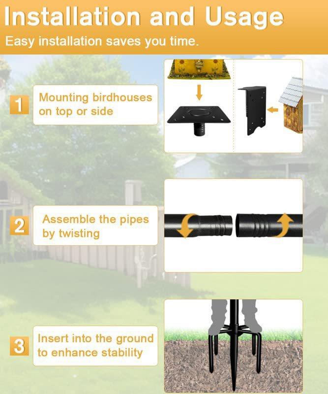 Outdoor 2-Piece Set: 80-Inch Adjustable Bird Feeder Stands — Self-Decorating; Suitable for Feeders, Birdhouses, and Weather Stations. Heavy-Duty, Rust-Resistant Design to Enhance Your Outdoor Landscape and Elevate Your Birdwatching Experience.