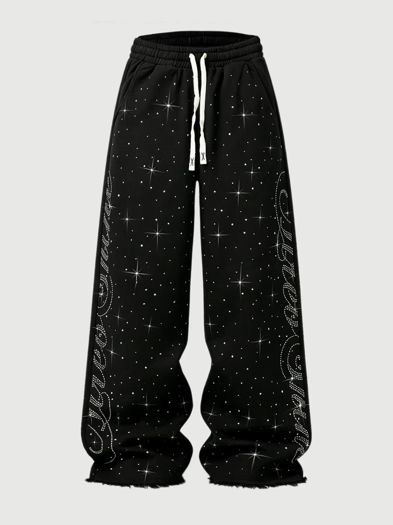 Men's Street Life Streetwear Style Rhinestone English Text Straight Leg Sweatpants, Casual Streetwear Travel, Casual Pants for All Seasons, Men's Clothing for Daily Wear, Menswear, Trouser, Chill Casual Pants