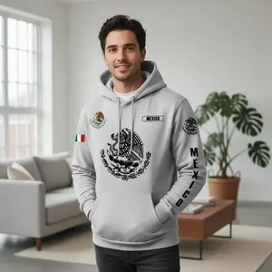 Men's Casual Hooded Sweatshirt Pullover Hoodie - Mexico Print Trendy Fashion Versatile Comfortable Cotton Blend Streetwear Style Perfect for Daily Wear Outdoor Activities Lightweight Warm Jacket with Front Pocket