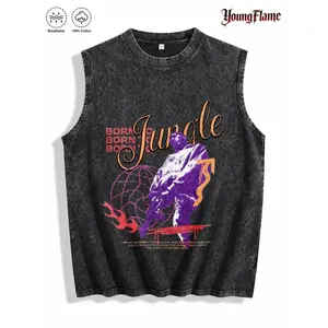 Retro Hip Hop Graphic Muscle Tee | 90s Acid Wash Gym Pump Cover | Edgy Streetwear