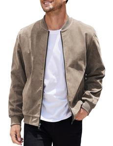 COOFANDY B Fall Outfits Men's Casual Varsity Jacket Vintage Lightweight Thin Suede Bomber Jackets Classic Fabric Menswear Soft Chino Coats Chino Coats Chino Coats  Fashion Stylish