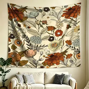 1Pcs Vintage Floral Print Tapestry, Multiple Styles, Soft, Durable and Lightweight, Wall Hanging Decor for Living Room and Bedroom, Suitable for All People, Ideal Gift Choice