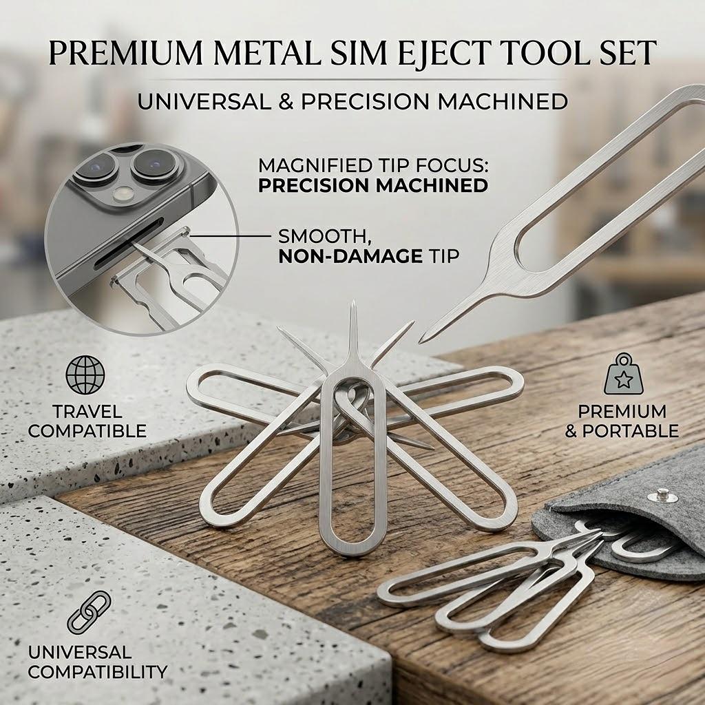 Premium Keychain SIM Card Ejector Tool & Case Holder - Universal Styling Mini Pin Accessory Compatible with iPhone, Samsung, Pixel, & Android Devices.