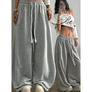 Women's Fall/winter Streetwear Scimitar Pants, Oversized Elastic Waistband for Comfort, Casual Loose-Fitting Style