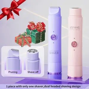 Rechargeable Dual Head Wireless Electric Shaver, 2-In-1 Unisex Bikini Trimmer, Wet&dry Body Hair Remover, Portable Travel Essential