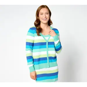 Attitudes by Renee Stripe Sweater Cardigan