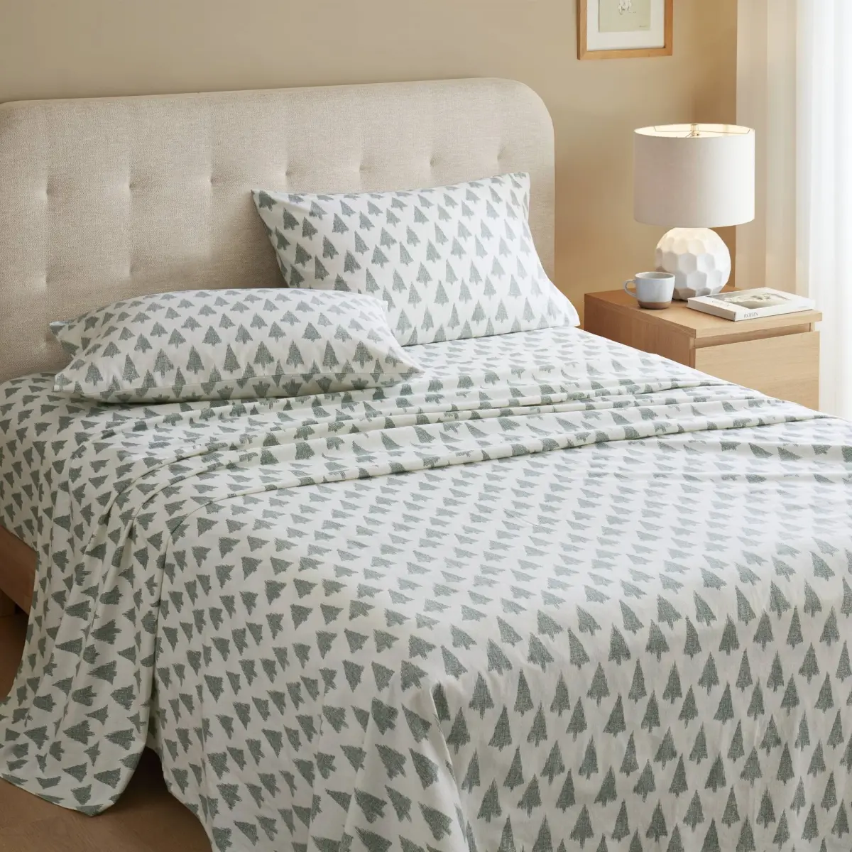 True North by Sleep Philosophy TN20-0628 100 Percent Cotton Flannel Printed Sheet Set, Ikat tree - Full Size