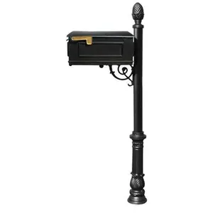 Lewiston LM-703-LPST-BL Mailbox System with Post Ornate Base & Pineapple Finial, Black