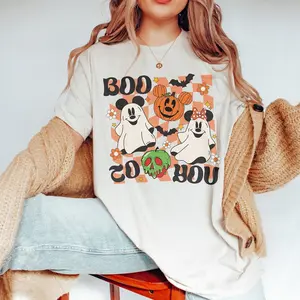 Vintage Disneyyyy Halloween Boo To You Shirt, Retro Mickeyyy Minnie Ghost Shirt, Halloween Women Tee, Cute Fall Shirt, Disneyyyy Halloween Trip Tee