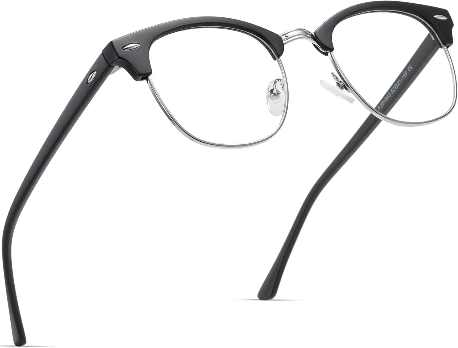 Vintage Half-Frame Blue Light Blocking Glasses - Clear Lens for Eye Comfort, Perfect for Gaming & Screen Time
