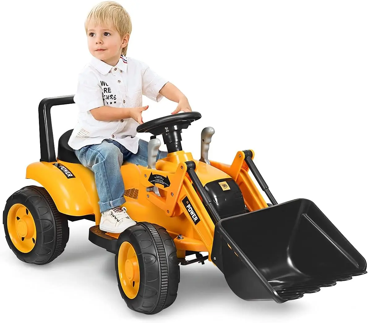 Costzon Ride on Car, Excavator Toy w/Front Loader, Horn, Forward/Backward, Controllable Digging Bucket, Digger, 6V Battery Powered Electric Vehicle Construction Tractor, Electric Car for Kids