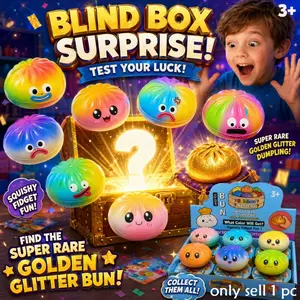 1pc Soft Baozi Stress Relief Box, Cute Realistic Bun Gel Blind Bag, Relaxing Toy for Kids and Adults, Unisex Squishy Toy