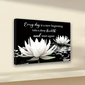 2D Flat, Zen-Inspired Daffodil Canvas Wall Art - Modern Framed Print, Suitable for Decorating Living Rooms, Bedrooms, And Bathrooms