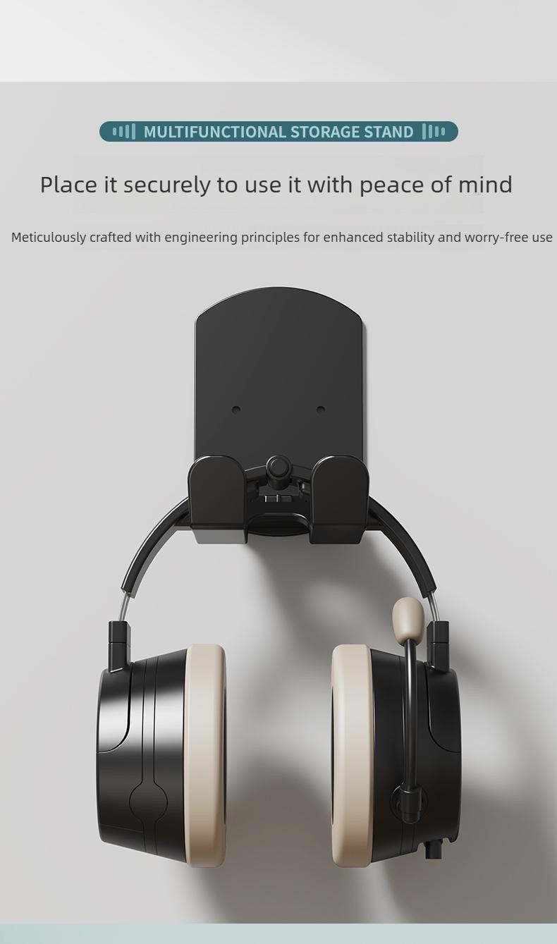 2PCS No-Drill Multifunctional Headset/Game Controller Wall Mount Holder — Creative Adhesive Dorm Wall Rack