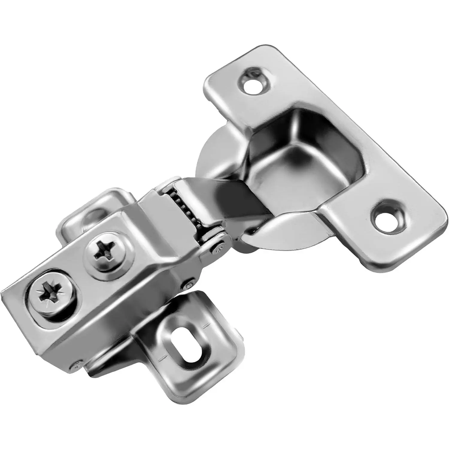 2-Pack Satin Nickel Stainless Steel Concealed Hinges - 5/8" Overlay, 45mm, 105-Degree Opening, Quiet 3D Soft Close, 6-Way Adjustability, Integrated Dampening, Self-Closing for Face Frame & Frameless Doors, Kitchen Replacement Hardware