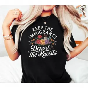 Keep the Immigrants Deport the Racists Shirt, Floral Butterflies Progressive Political Activism Shirt, Immigration Shirt, Activist Gift, For Women Men