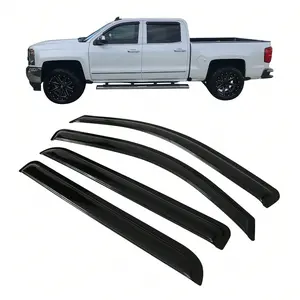 4PCS Window Visors Fit For 2014-2019 Chevrolet Silverado & GMC Sierra  Crew Cab Slim Style Smoke/Tinted Acrylic Tape-On Auto Car Window Visors Vent Shade Rain Sun Wind Deflector Guard