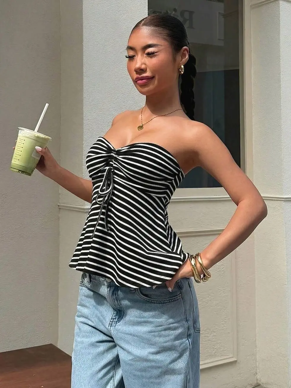 Knitted Strapless Top for Women, Ruched Sleeveless Asymmetrical Hem Crop Top, Casual Stretch Knit Tube Top for Summer, Going Out, Brunch, Date Night & Everyday Wear