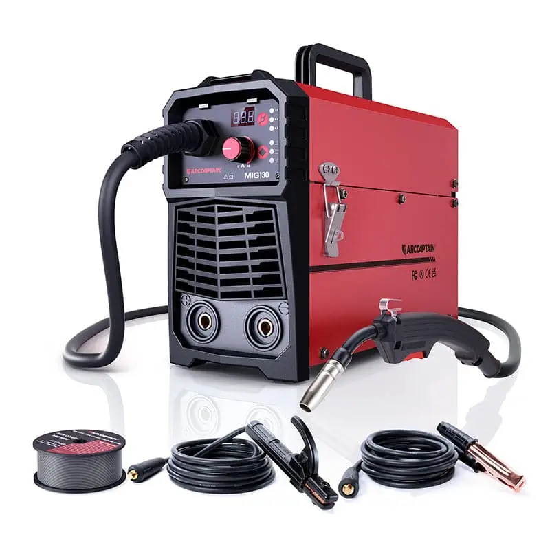 ARCCAPTAIN MIG130 130A MIG Welder, 110V Flux Core MIG Welder/Lift TIG/Stick 3 in 1 Welding Machine with Synergy, IGBT Inverter Portable Gasless Welder
