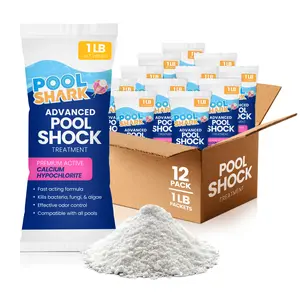 POOL SHARK 68% Calcium Hypochlorite Pool Shock | 1lb (12 Pack) Bags Chlorine Granules | Pool Shock Treatment for Swimming Pools | Inground & Above Ground Pool Cleaning, Fast-Acting Chlorine Shock