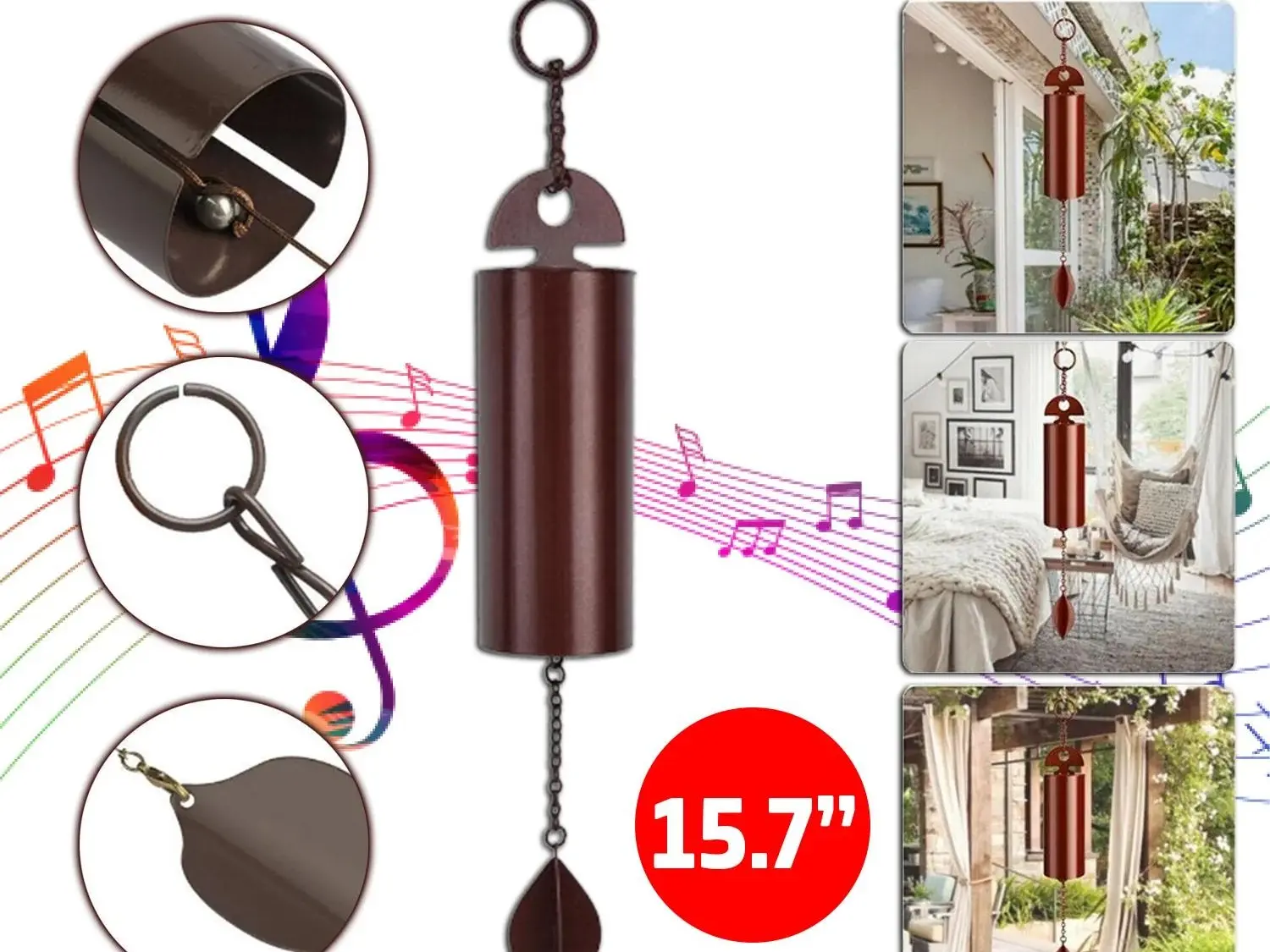 Large Deep Resonance Metal Bell Wind Chimes, Heroic Serenity Design, Outdoor Garden Decor for Home Improvement