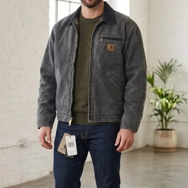 Men’s Carhartt J97 Vintage Washed Detroit Work Jacket, Rugged Canvas Outerwear Available in 9 Colors