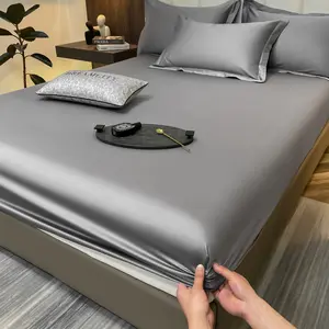 1PC Egyptian Cotton Fitted Sheet Mattress Cover Protector 400 Thread Count Pure Cotton Bedsheet Four Corners with Elastic Band