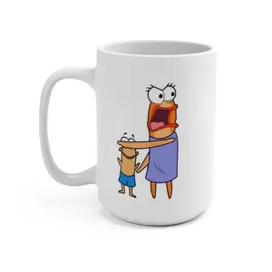 Strict Mom-Spongebob Character Ceramic Mug, 15 Ounce Coffee Cup for Tea Drinker Drinkware  Reusable Tumbler Reusable