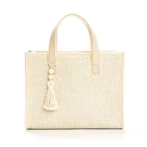 Summer Straw Woven Tote Bag, Large Capacity Vacation Style Shoulder Bag for Women