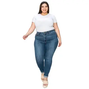 Judy Blue Women's Full-Size High-Waist Seamless Skinny Jeans, Comfortable Smooth Fit, Casual Spandex Chic Denim Pants for Everyday Minimalist Style