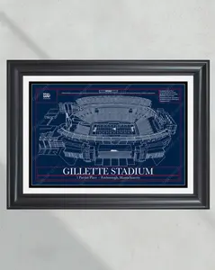 New England Patriots Gillette Stadium Blueprint Football Print