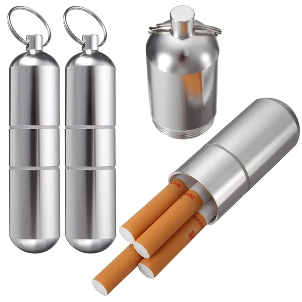 2 Waterproof Mini Portable Cigarette Boxes with Keychain Pill Box-Multi-Functional Toothpick Collection Container, Perfect for Travel and Daily Use