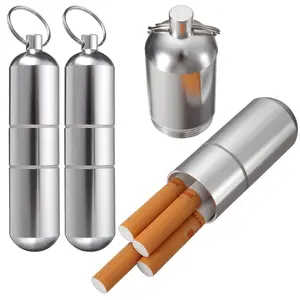 2 Waterproof Mini Portable Cigarette Boxes with Keychain Pill Box-Multi-Functional Toothpick Collection Container, Perfect for Travel and Daily Use