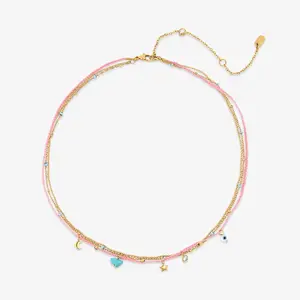 String and Chain Layered Necklace