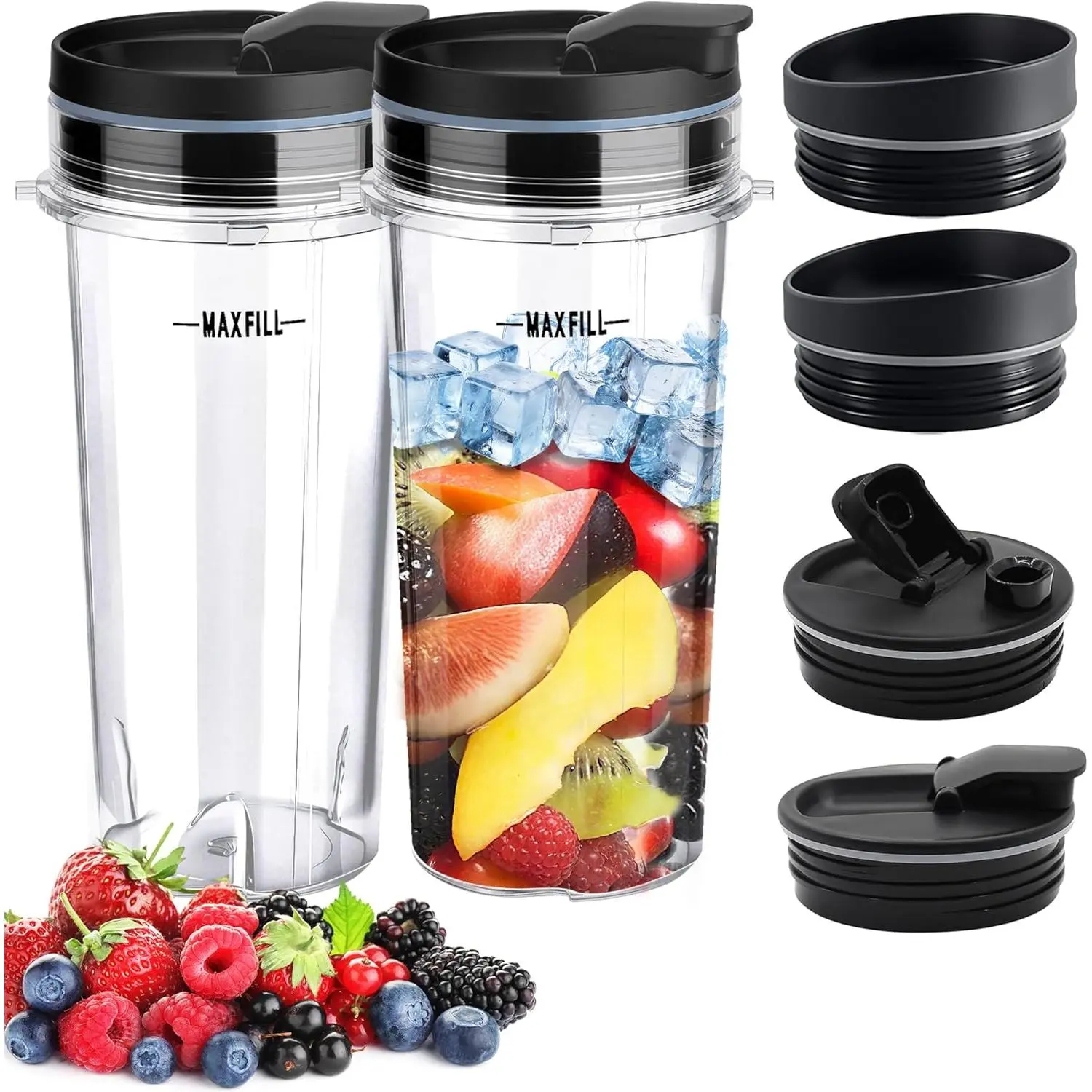 2 count Replacement 16oz Blender Cups for , Single Serve Blender Cup with 4 count Sip Seal  for BL660 BL663 L740 BL770 BL771 BL772 BL773 BL780 BL810 BL820 BL830 QB3000SS Nutri  Series Blenders