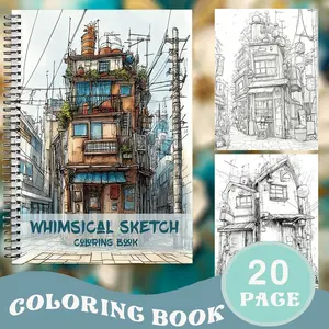 Creative Sketch Art Drawing Coloring Book, Relaxing Meditation Stress Relief, 21x29.7cm, Thickened 100g, 20 Pages, Perfect Gift for Halloween, Christmas, Birthday