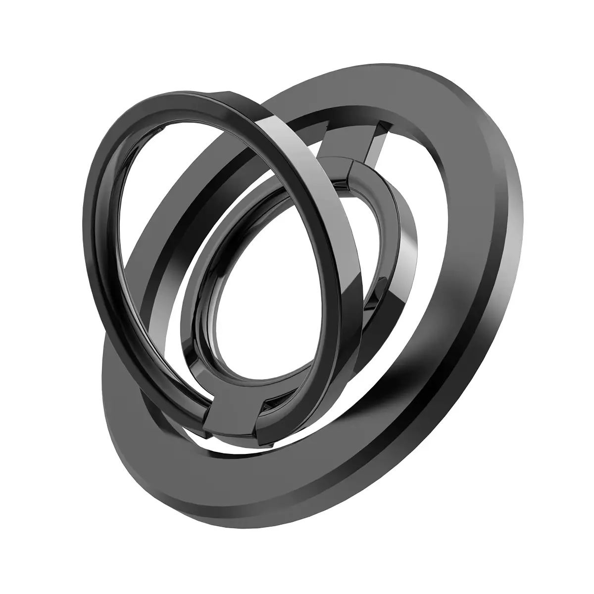2pcs Black Super Strong Magnetic (11.8 pounds Maximum) Snap Phone Holder Double Arms & Double Sided Alloy Grip Ring for MagSafe Phones 1.52oz Lightweight Design with a Compatible Free Metal Ring